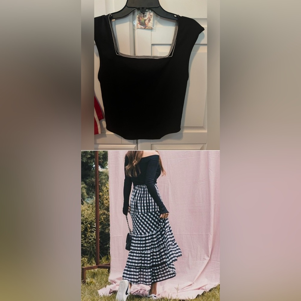 😍🥰Black and White Asymmetrical Maxi Skirt